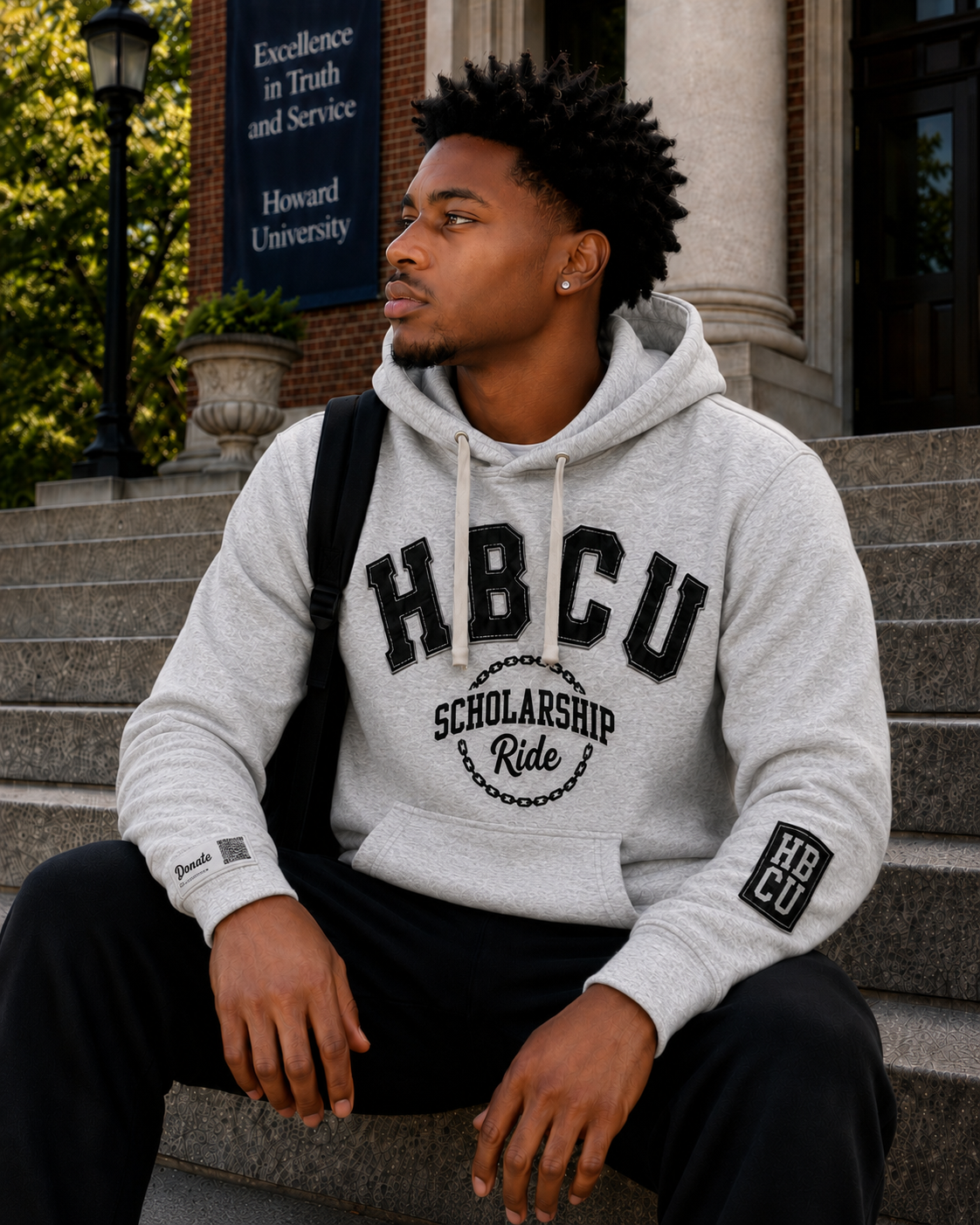 HBCU Scholarship Ride Drawstring Hoodie w/Appliqué