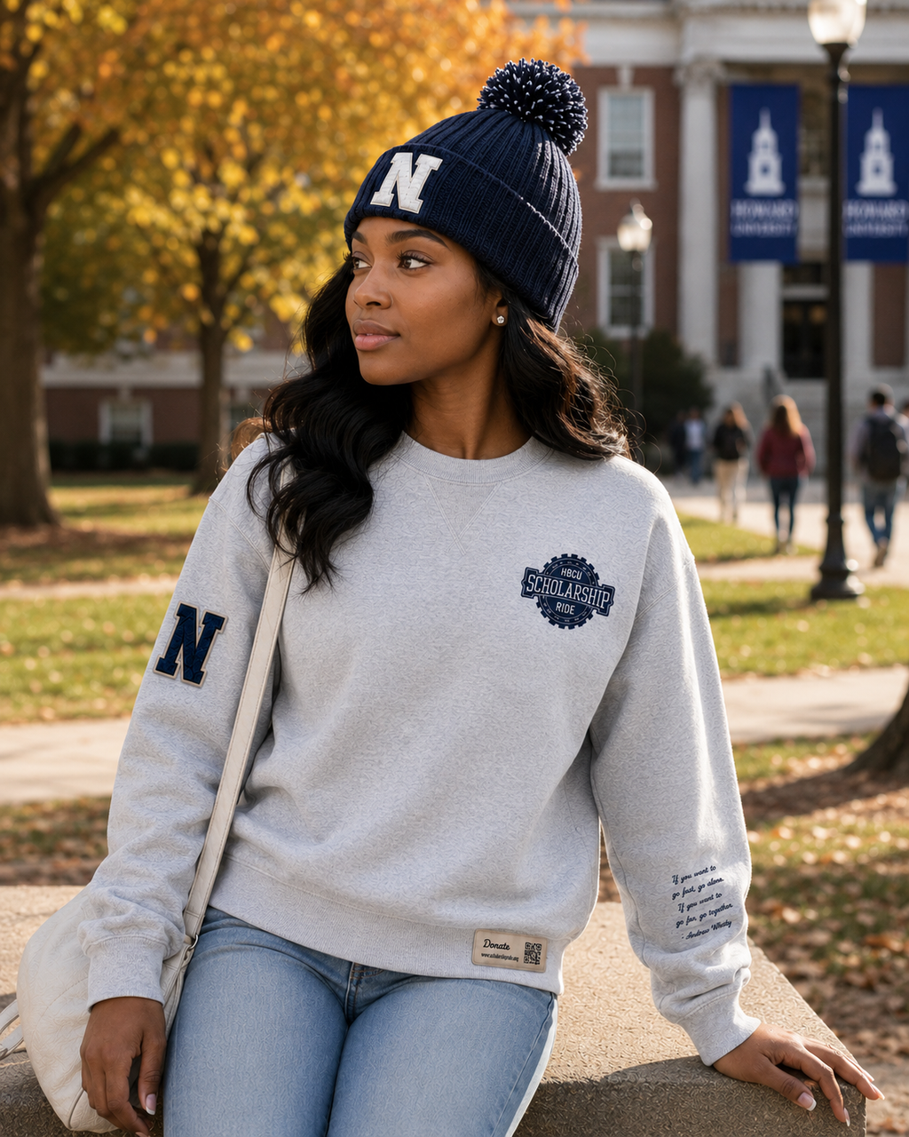 HBCU Scholarship Ride Map Crewneck with Reflective Printing