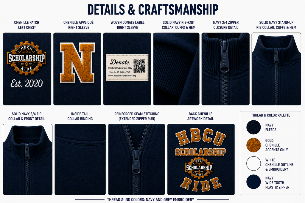 HBCU Scholarship Ride Fleece Cardigan w/Appliqué