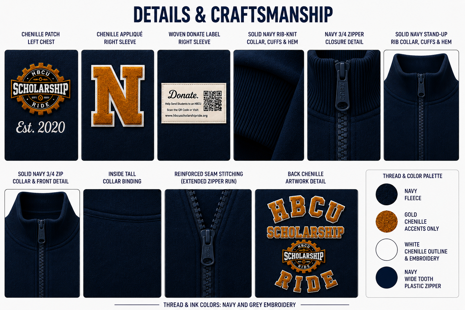 HBCU Scholarship Ride Fleece Cardigan w/Appliqué
