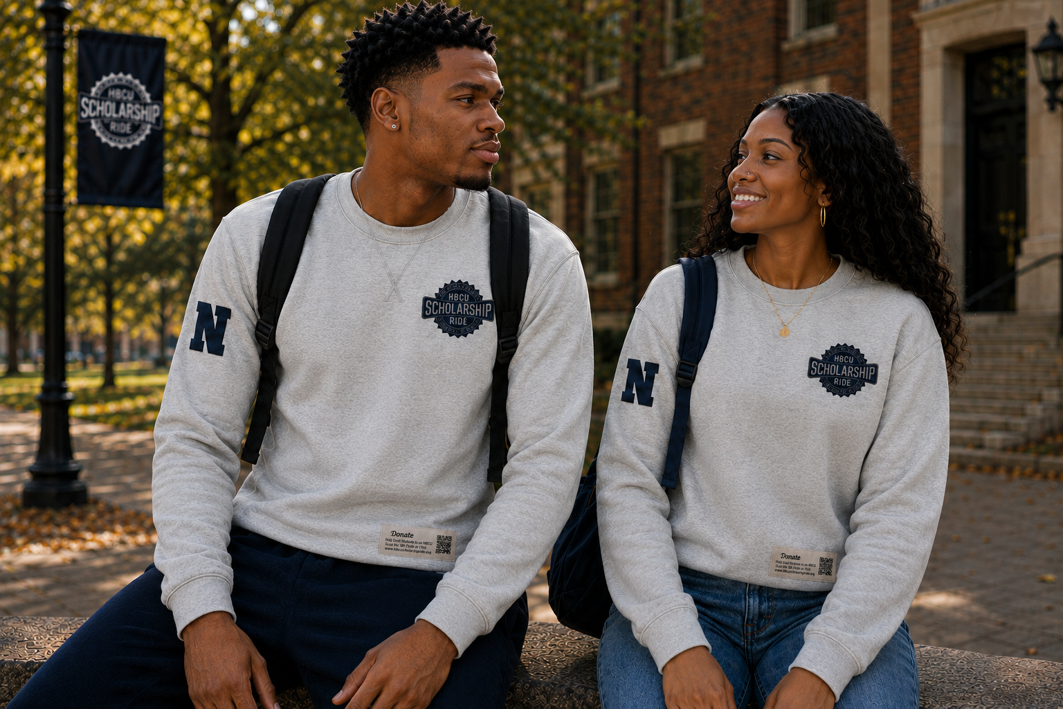 HBCU Scholarship Ride Map Crewneck with Reflective Printing