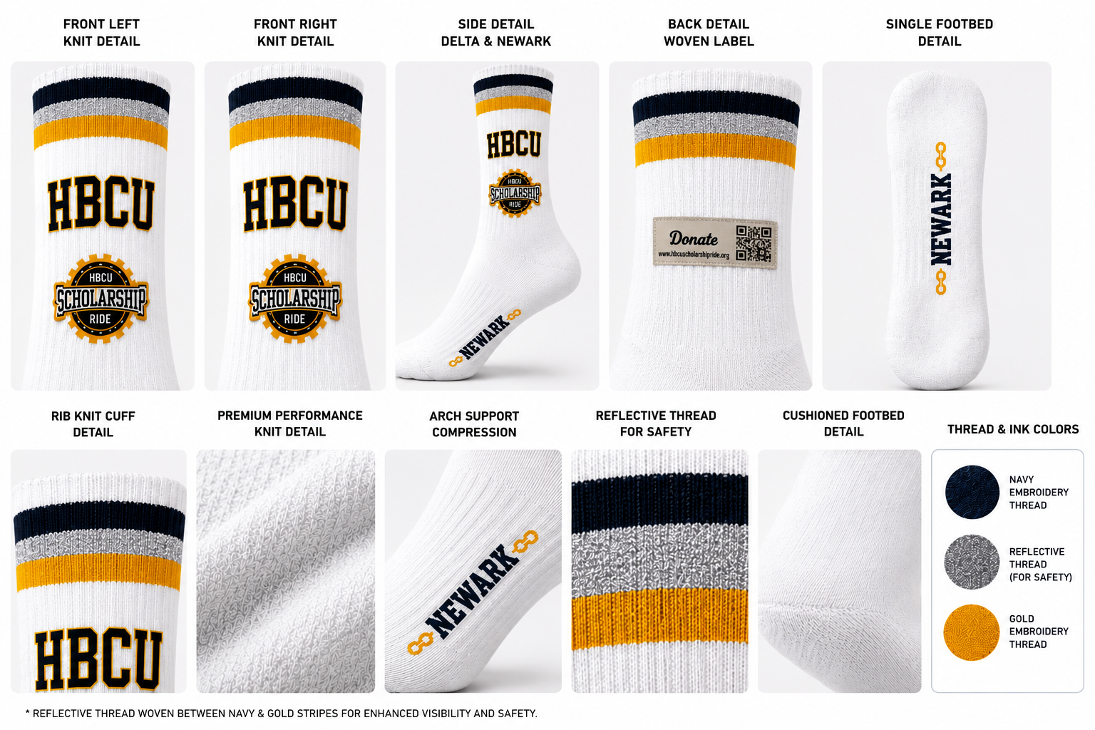 HBCU Reflective Tube Socks