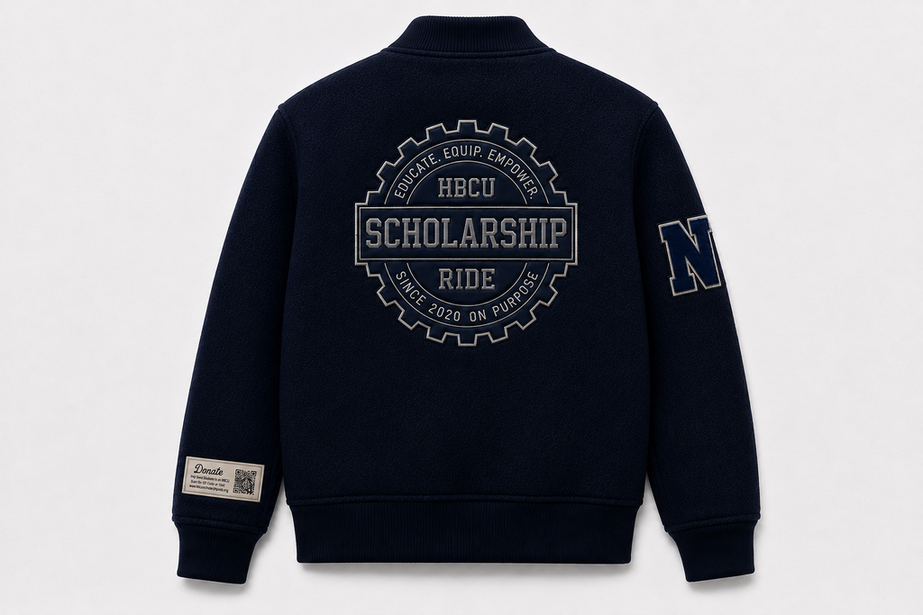 HBCU Scholarship Ride Wool Jacket with Gold Lining & Appliqué